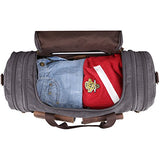 S-Zone Leather Overnight Duffle Bag Canvas Travel Tote Duffel Weekend Bag Luggage