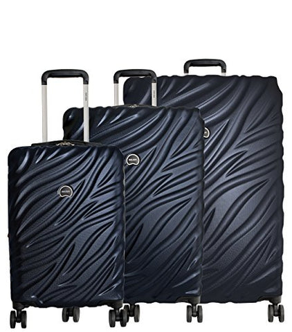 Delsey Paris Alexis 3-Piece Lightweight Luggage Set Hardside Spinner Suitcase with TSA Lock (21"/25"/29") (Navy)