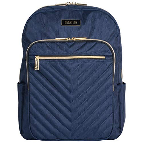 Kenneth Cole Reaction Women's Chevron Quilted Polyester Twill 15.6" Laptop Backpack, Navy One Size