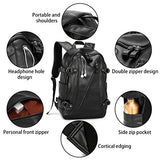 Samaz Backpack Pu Leather Bag With Usb Charging Port College Student School Backpack With