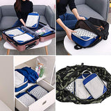 Gonex Compression Packing Cubes Set, Travel Suitcase Luggage Organizer 3pcs+ Shoe Bag+ 4 Zip Bags Deep blue