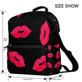 Colourlife Red Lips Stylish Casual Shoulder Backpacks Laptop School Bags Travel Multipurpose