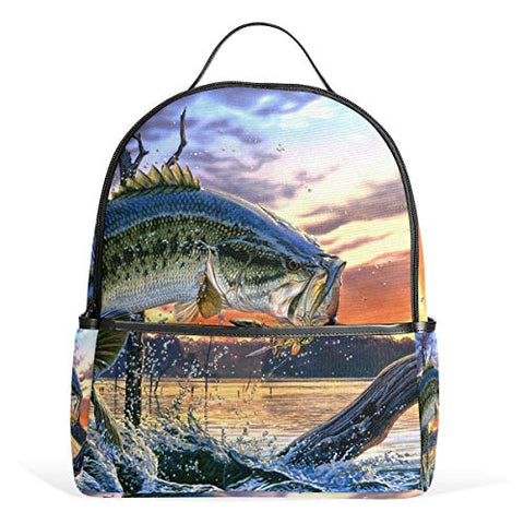 CHLBOJ Bass Fish School Backpacks for Boys Girls Bookbag