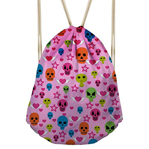 Bigcardesigns Drawstring Backpack Yoga Bag Gymsack Fashion Skull Sack