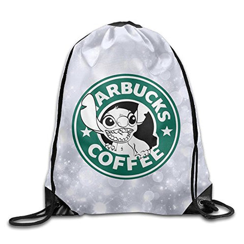 Gtaiquxin Lilo And Stitch Starbucks Coffee Logo Unisex Drawstring Gym Sack Sport Bag