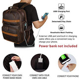 TIDING Leather Backpack 15.6 inch Laptop Backpack Vintage Business Travel Bag Large Capacity School Daypacks with USB Charging Port & YKK Zippers