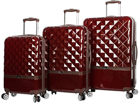 Nicole Miller New York Madison Collection Hardside 3-Piece Spinner Luggage Set: 28", 24", and 20" (One Size, Madison Burgundy)