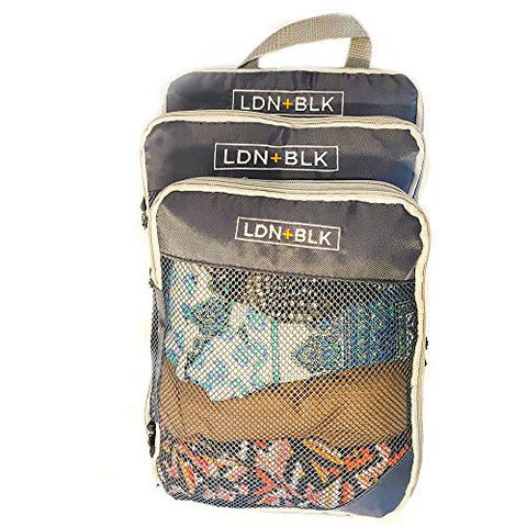 Compact Packing Cubes For Travel - Set of 3 Compression Packaging Cube Bags