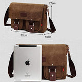 Men Bags Vinatge Canvas Messenger Bags Men's Crossbody Shoulder Bag Casual Travel Bag 2101 (COFFEE)