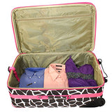 World Traveler 3 Piece Expandable Upright Luggage Set, Fuchsia Trim Giraffe, One Size