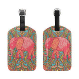 Paisley Elephant Travel Leather Luggage Baggage Suitcases Tags Label Set of 2