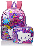Hello Kitty Girls' Stars And Clouds 15 Inch Backpack With Lunch Kit, Pink/Purple