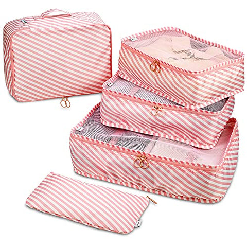 Travel Packing Cubes - 6 Piece Set Luggage Packing Organizers and Compression Packing Cube System