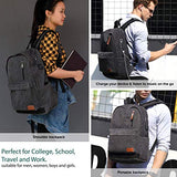 Canvas Laptop Backpack, Waterproof School Backpack With USB Charging Port For Men Women, Vintage