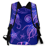 AoHanan Doodle Starfish Shells Squid Fish Backpack Boys Girls School Book Bag Laptop Backpacks Travel Hiking Camping Daypack