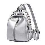 Women Kids Mini Rivets Waterproof Leather Backpack Casual Daypack Shoulder Bag