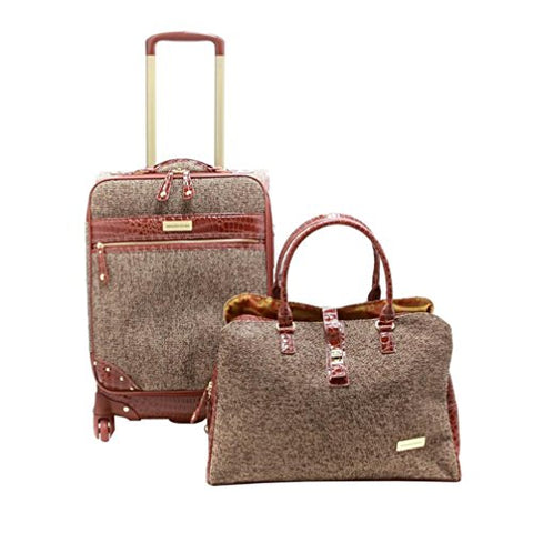 Samantha Brown Tweed 2-Piece 21" Spinner And Shoulder Bag Luggage Set - Tan