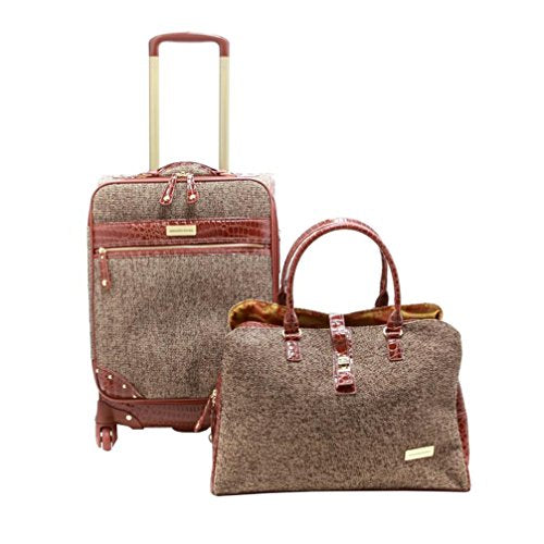 Samantha Brown Tweed 2-Piece 21" Spinner And Shoulder Bag Luggage Set - Tan