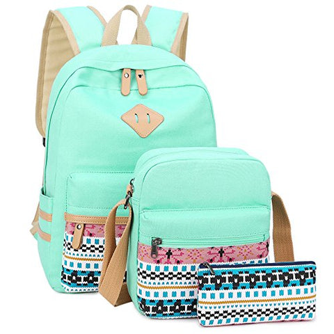 School Backpack for Girls Canvas Backpack Laptop Bookbag Shoulder Daypack Bag Clutch Pencil Pouch