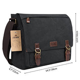 S-Zone Vintage Canvas Messenger Bag School Shoulder Bag For 13.3-15Inch Laptop Business Briefcase