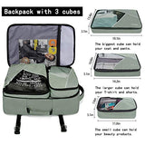 BANGE Travel Overnight Backpack,40-Liter FAA Flight Approved Weekender Bag Carry on Backpack GREEN (Backpack with 3 Cubes)