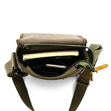 AUGUR Men's Messenger Bags Canvas Bags Crossbody Bags Genuine Leather Single Shoulder Bags (Army