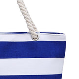 ABage Women's Striped Beach Tote Canvas Travel Handbag Purse Shopper Shoulder Bag, Blue