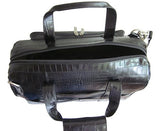 Amerileather Leather Croco-Print Three Piece Set Traveler On Spinner Wheels (#8603-0) (Black)