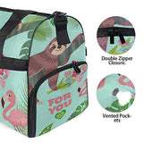 Travel Tote Luggage Weekender Duffle Bag, Flamingo Sloth Palm Tree Large Canvas shoulder bag with