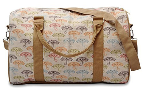 Pattern With Doodle Elephants Printed Canvas Duffle Luggage Travel Bag Was_42