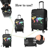 Washable Travel Luggage Cover Funny Cartoon Suitcase Protector Fits 18-32 Inch (S(18"-20" luggage), Map)