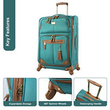 Steve Madden Luggage 24" Expandable Softside Suitcase With Spinner Wheels (24In, Harlo Teal Blue)