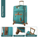 Steve Madden Luggage 3 Piece Softside Spinner Suitcase Set Collection (One Size, Harlo Teal Blue)