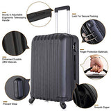 4 Piece Luggage sets with Spinner Wheels Travel Suitcase Hard-shell Lightweight 16" 20" 24" 28" (4 PCS LM Black)