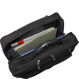 Mancini Leather Goods CompuRoller-Double Compartment Wheeled Laptop Briefcase