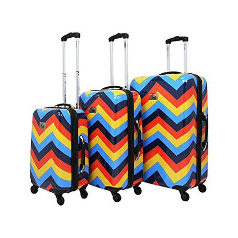 Chariot Chevron 3-Piece Hardside Upright Spinner Luggage Set-Color
