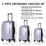 Ginza Travel Luggage 3 Piece Sets Lightweight Spinner Suitcase 20" 24" 28" - P.C Material
