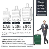 Coolife Luggage 3 Piece Set Suitcase Spinner Hardshell Lightweight (Apple Green2)