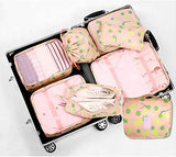 Packing Cubes Backpack Organizers Set for Carry on Travel Bag Luggage Cube (Pink Lime 7+1pcs)