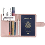 GDTK Leather Passport Holder Cover Case RFID Blocking Travel Wallet (Rose Gold)