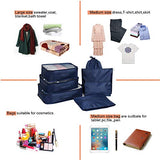 Aoolife 7 Set Travel Storage Bags Packing cubes Multi-functional Clothing Sorting Packages,Travel Packing Pouches,Luggage Organizer with shoe bag (Dark blue)