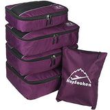 5pc Packing Cubes Set Large Travel Luggage Organizer 4 Cubes 1 Laundry Pouch Bag (Purple)