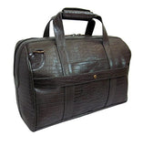 Amerileather Leather Croco-Print Two Piece Set Traveler on Spinner Wheels (#8602-6) (Moss Green)