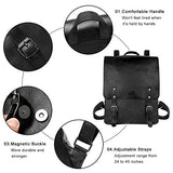LXY Vegan Leather Backpack Vintage Laptop Bookbag for Women Men, Black Faux Leather Backpack Purse College School Bookbag Weekend Travel Daypack