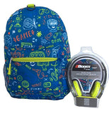 FAB Starpoint Blue Gamer All over Print 17 Inch Backpack with Headphones