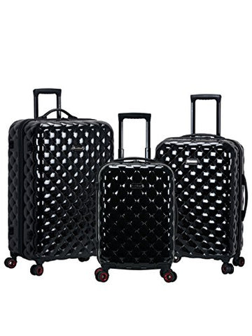 Rockland Quilt 3 Piece Polycarbonate/abs Upright Set, Black