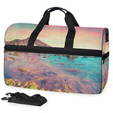 Travel Tote Luggage Weekender Duffle Bag, Colorful Sunset Beach Clouds Large Canvas shoulder bag