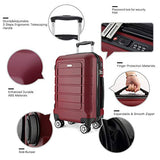 SHOWKOO Luggage Sets Expandable Suitcase Double Wheels TSA Lock Red Wine