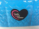 Tga Glossy Bright Blue Heart Ice Skating Bag Tennis Gym And Ballet Girls Athletic Bag