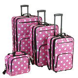 Rockland Luggage Dots 4 Piece Luggage Set, Pink Dots, One Size